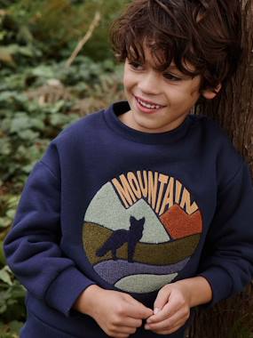 Boys-Cardigans, Jumpers & Sweatshirts-Sweatshirts & Hoodies-Wolf Sweatshirt, Polar Fleece Lining, for Boys