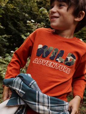 Boys-Tops-T-Shirt with Wild Motif in Bouclé Knit for Boys