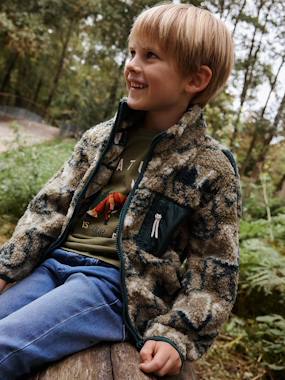 Boys-Cardigans, Jumpers & Sweatshirts-Sweatshirts & Hoodies-Polar Fleece Zip Jacket, Camo Print, for Boys