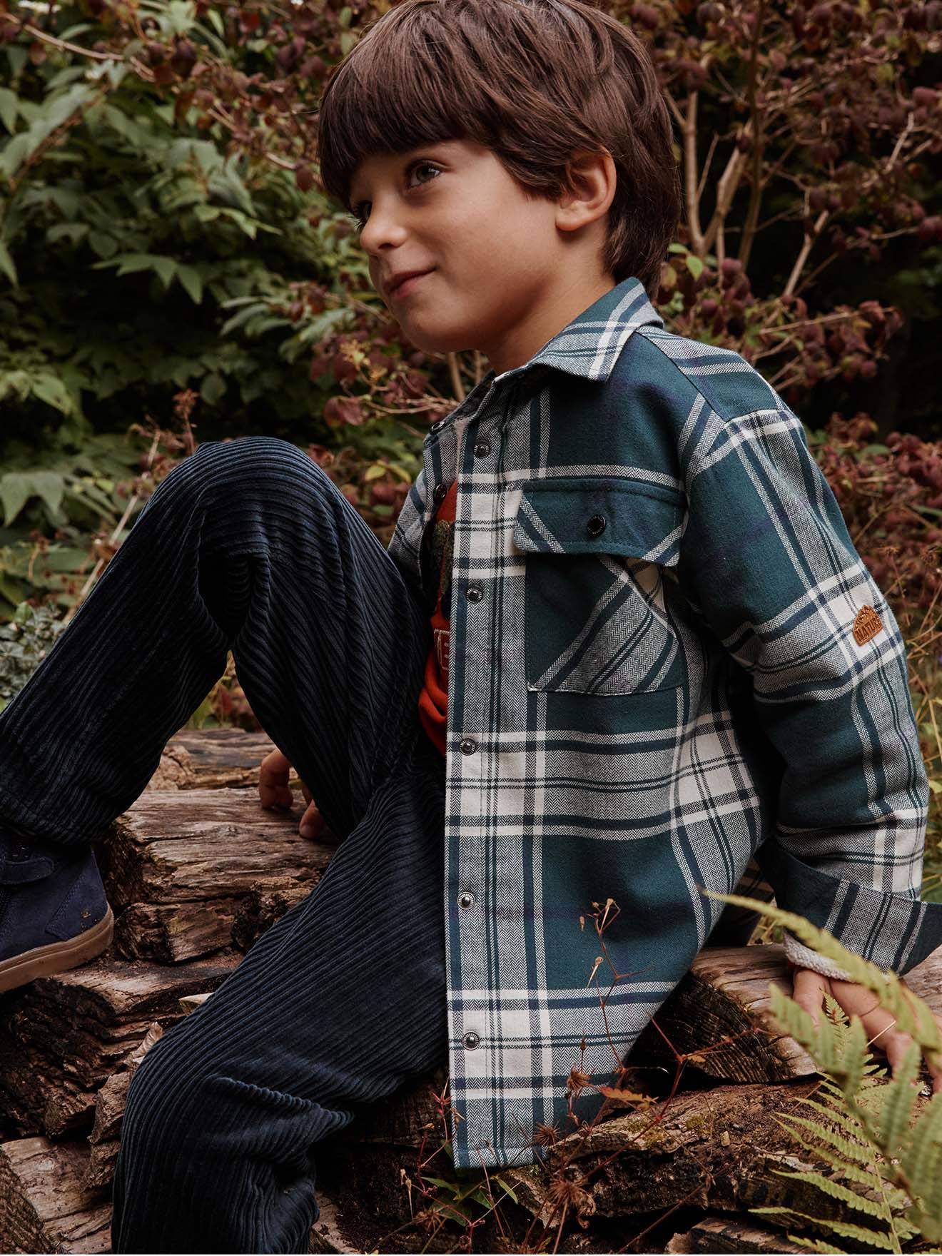 Chemise à carreaux garçon doublée sherpa carreaux vert, Garçon