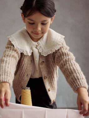 Girls-Cotton Gauze Shirt with Broderie Anglaise