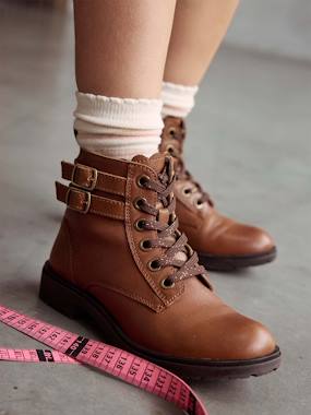 -Newsboy Leather Boots for Girls