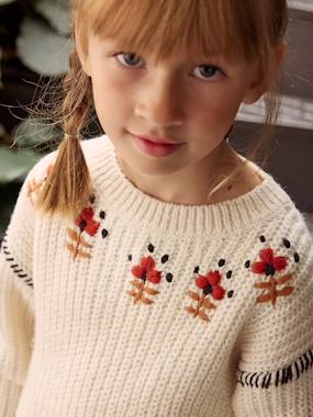 Girls-Cardigans, Jumpers & Sweatshirts-Embroidered Jumper for Girls