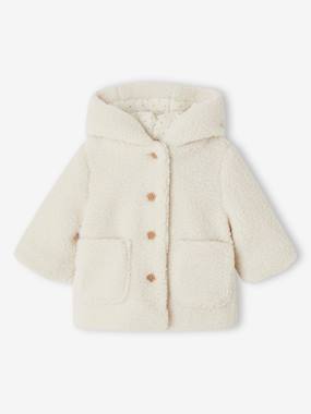 Baby-Outerwear-Coats-Sherpa Jacket with Hood, for Babies