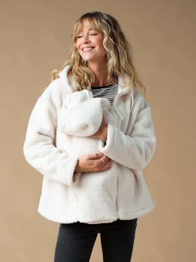 Maternity-Knitwear-Progressive Zipped Sherpa Jacket with Baby Protector by ENVIE DE FRAISE