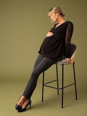 Maternity-Blouses, Shirts & Tunics-Blouse in Crêpe & Lace for Maternity, by ENVIE DE FRAISE