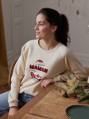 Maternity-Family Capsule Collection, "Meilleure Maman de Noël" Sweatshirt for Women