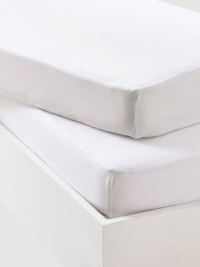 -Pack of 2 Plain White Fitted Jersey Sheets