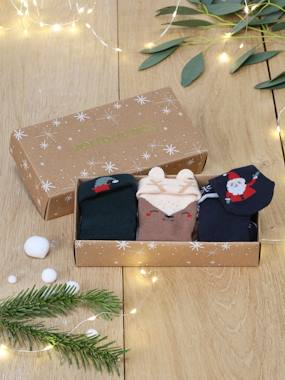 -Coffret de Noël 3 paires de chaussettes bébé garçon