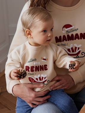 Baby-Jumpers, Cardigans & Sweaters-Family Capsule Collection "Meilleur Bébé Renne de Noël" Sweatshirt for Babies