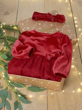 Coffret Noël bébé fille robe tulle pailleté et bandeau   - vertbaudet enfant
