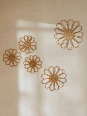 Bedding & Decor-Pack of 5 Wall Flowers in Rattan