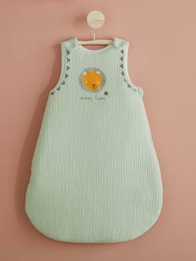 Bedding & Decor-Baby Bedding-Sleeveless Baby Sleep Bag in Cotton Gauze, "Mon Lion"