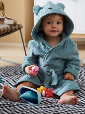 Baby-Animal Dressing Gown in Organic Cotton* Gauze for Babies