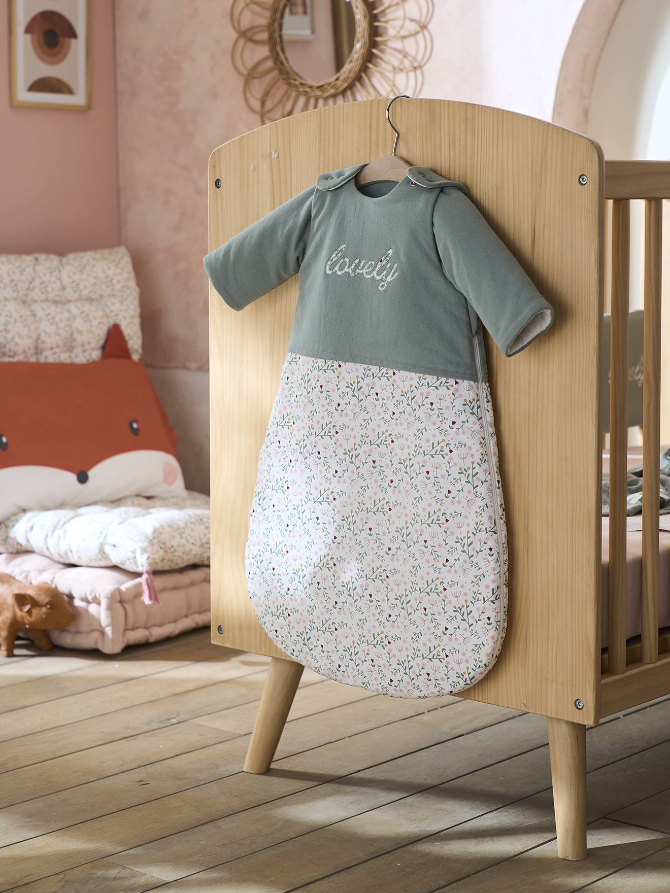 Dual Fabric Baby Sleep Bag with Removable Sleeves, FLEURETTES