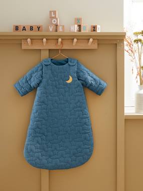 -Quilted Baby Sleep Bag with Removable Sleeves in Organic Cotton* Gauze, Dream Nights