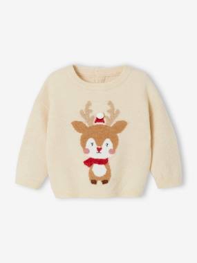 -Reindeer Christmas Jumper with Glittery Details, for Babies