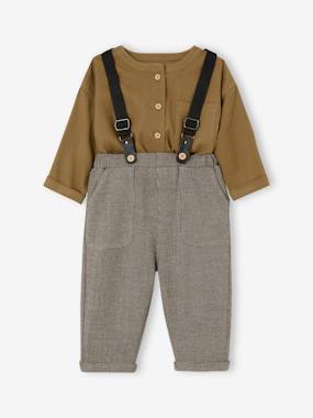 Baby-Outfits-Shirt + Trousers with Braces Combo for Baby Boys