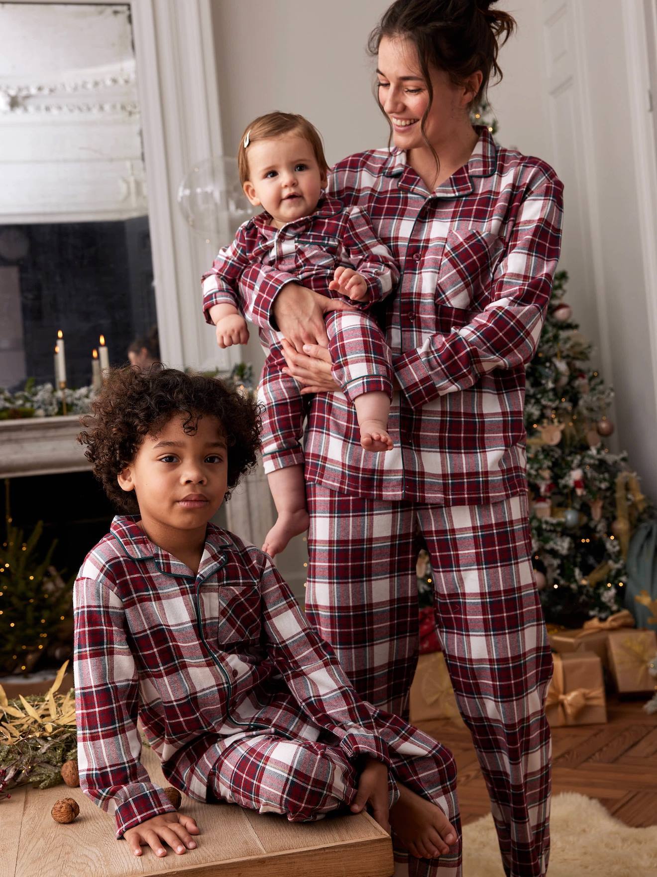 Miyanuby Ensemble de Pyjama de Noël - Pyjama de Noël pour toute la famille - Motif Père Noël - Pyjamas assortis pour femmes, hommes, enfants, filles et garçons, S