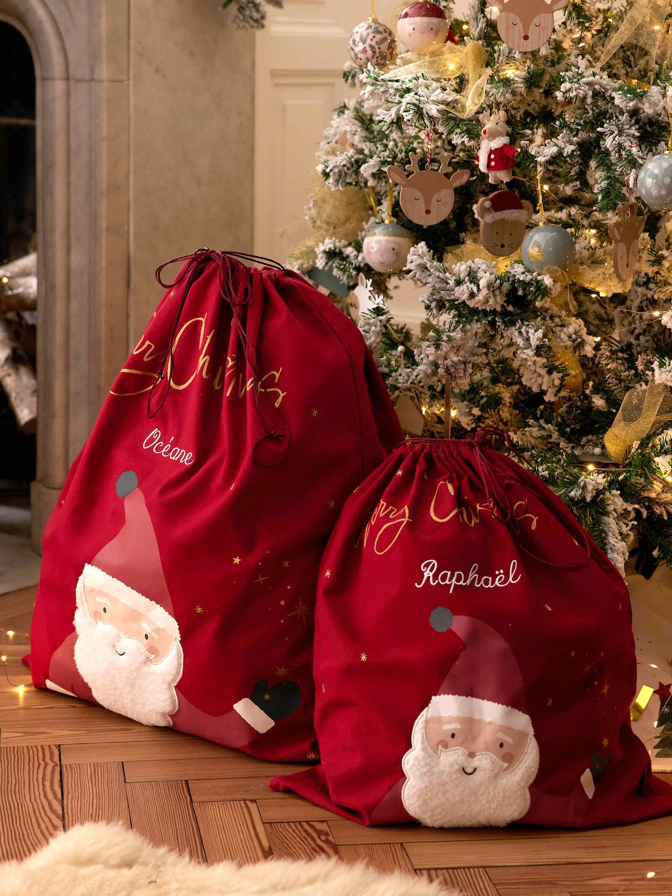 Father Christmas Toy Bag red, Bedding Decor