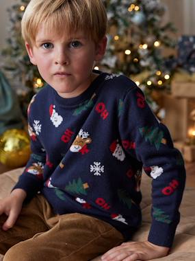 Boys-Cardigans, Jumpers & Sweatshirts-Jumpers-Christmas Special Jacquard Knit Jumper with Fun Motifs for Boys