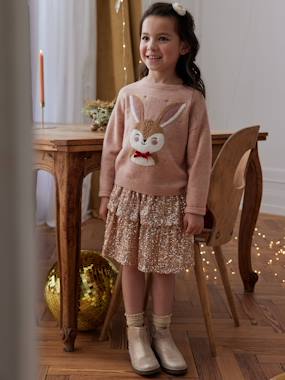 Girls-Christmas Sequin Ruffled Skirt for Girls