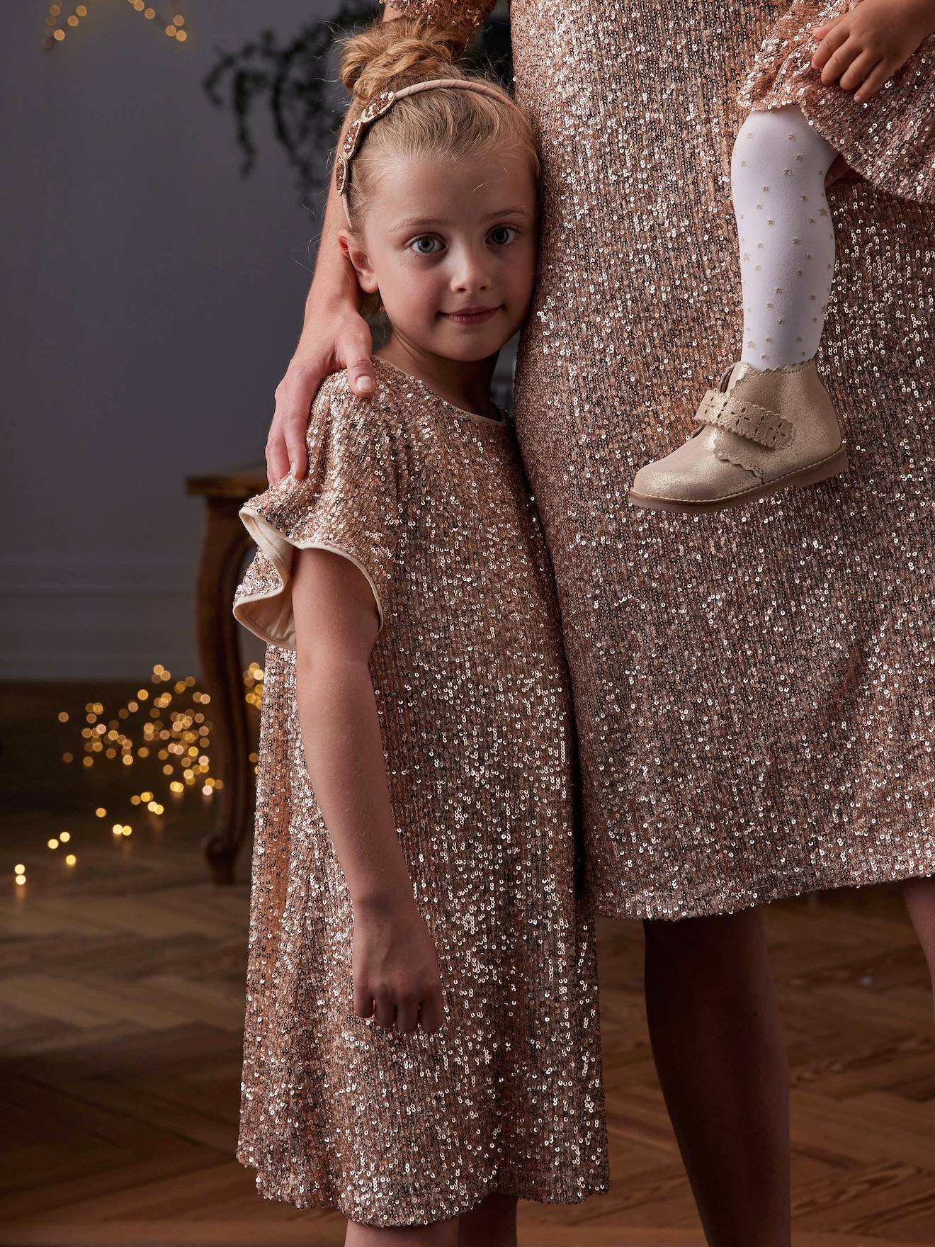 Occasion Wear Dress with Sequins for Girls gold, Girls