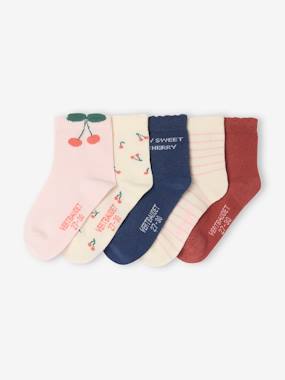 -5 Pairs of Cherry Ankle Socks For Girls