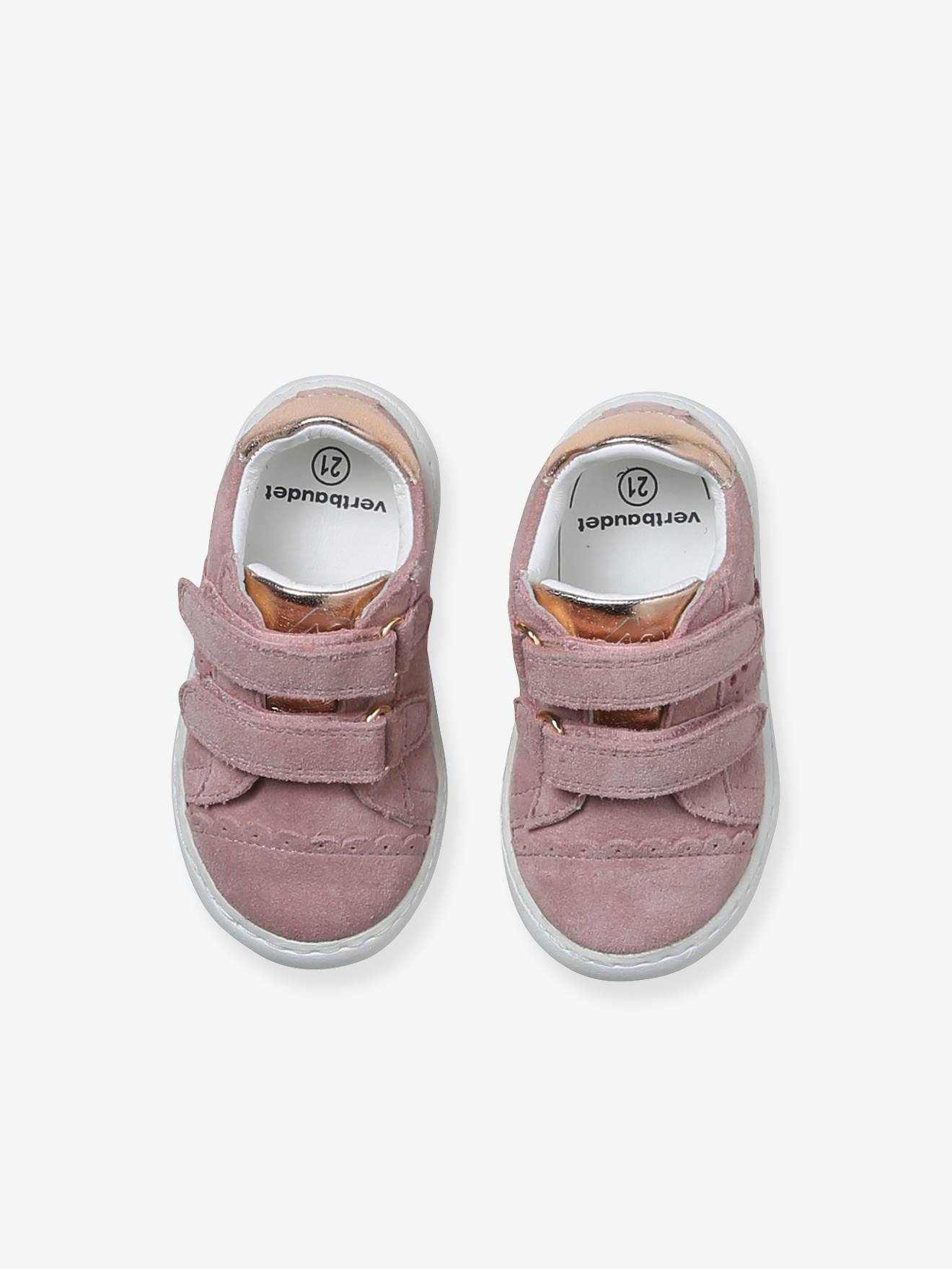 Baskets Fourrées Lacées Scratchées Zippées Bébé Vertbaudet - Rose Nude Étoile, Taille 20