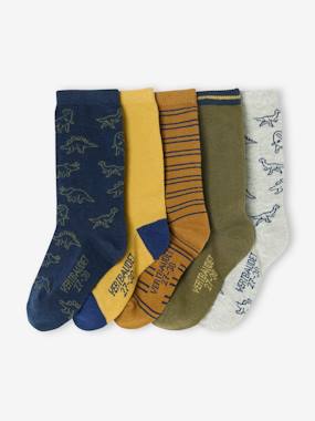 Boys-Underwear-Pack of 5 Pairs of Dinosaur Socks for Boys