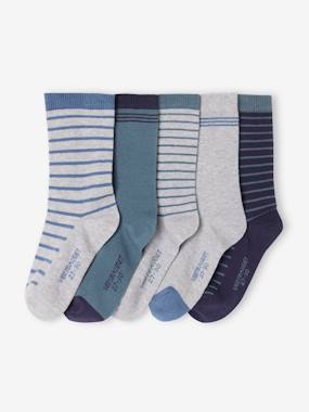 Boys-Underwear-Pack of 5 Pairs of Striped Socks for Boys, BASICS