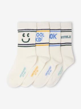 Boys-Underwear-4 Pairs of Rib Knit Sports Socks for Boys