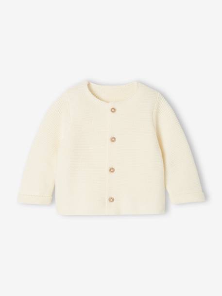 Baby Cardigan - BASICS 100% Cotton ecru+marl beige+navy blue+sage green - vertbaudet enfant 