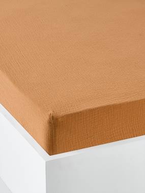 -Plain Fitted Sheet in Organic Cotton* Gauze for Babies