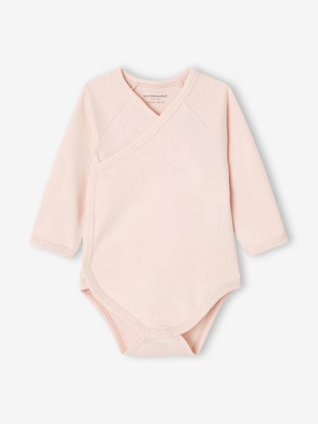 Lot 3 bodies manches longues en coton bio bébé ouverture naissance rose pâle - vertbaudet enfant 