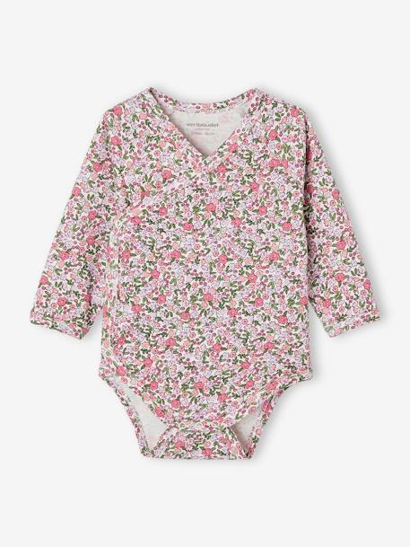 Lot 3 bodies manches longues en coton bio bébé ouverture naissance rose pâle - vertbaudet enfant 