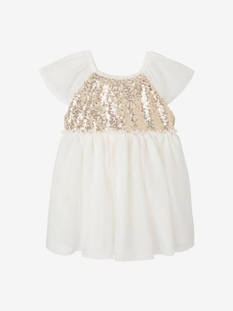 VERTBAUDET Ensemble Fête Bébé Fille - T-Shirt Étoilé + Jupon Brillant Or 3M (60CM)