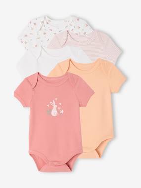 Lot De 5 Bodies Bébé Vertbaudet Manches Courtes – Imprimé Montgolfière, 100% Coton Bio