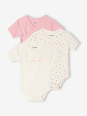 Baby-Pack of 3 short-sleeved baby bodysuits "my little heart"