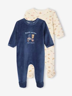 -Pack of 2 velvet fireman sleepsuits