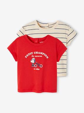 Baby-T-shirts & Roll Neck T-Shirts-Pack of 2 Basic T-Shirts for Babies