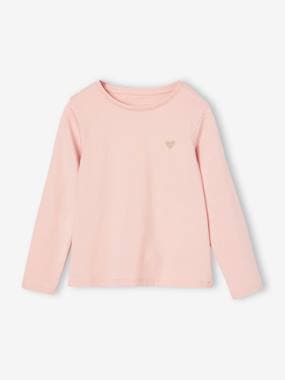 Fille-T-shirt, sous-pull-T-shirt Basics coeur pailleté manches longues fille