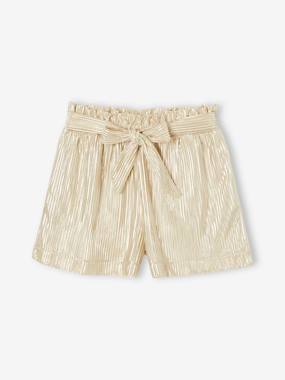 Girls-Lamé shorts with pleated effect for girls