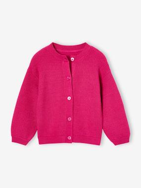 Girls-Striped Cardigan in Shimmery Rib Knit for Girls