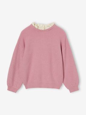 Girls-Loose-Fitting Jumper with Fancy Collar for Girls