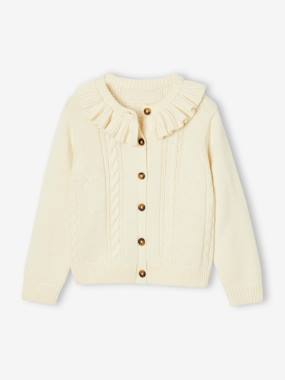 -Girl's ruffled cardigan