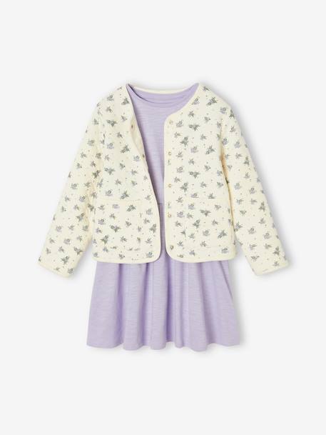 Ensemble veste matelassée imprimée fleurs + robe fille rose+violet - vertbaudet enfant 