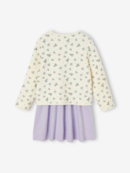 Ensemble veste matelassée imprimée fleurs + robe fille rose+violet - vertbaudet enfant 