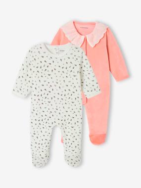 -Pack of 2 velvet sleepsuits