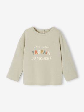 Baby-T-shirts & Roll Neck T-Shirts-T-shirts-Message for Godparents T-Shirt with Press Studs on the Back, for Babies